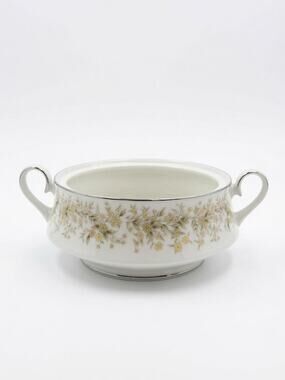 Vintage Carico Fine China Wild Flower Casserole Dish No Lid Platinum Trim Japan
